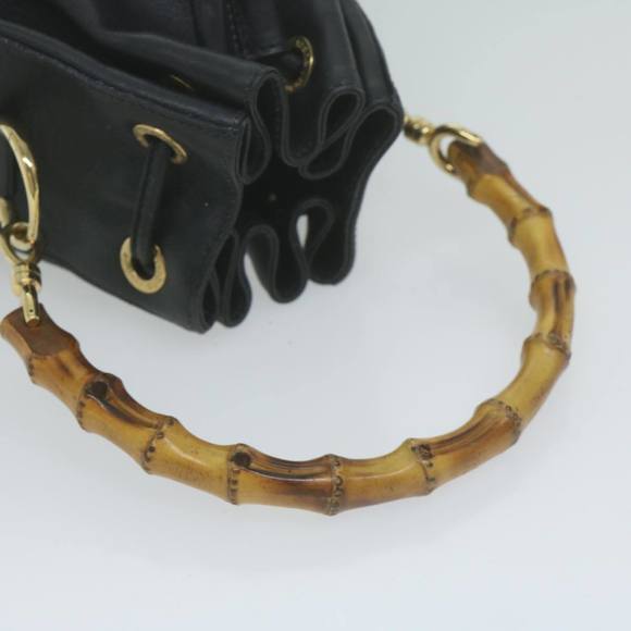 GUCCI Bamboo Hand Bag Leather Black 001 3754 1657 Auth ac2644 - Picture 7 of 16